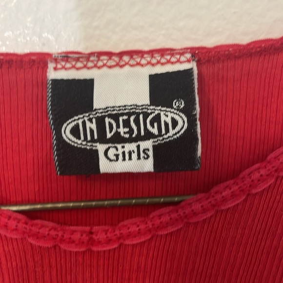 In Design Girls 14 - 16 red t shirt top 60% cotton 40% polyester - Picture 3 of 6